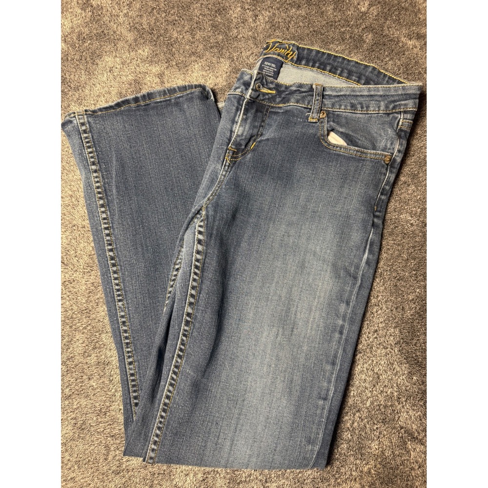 Vanity Womens Bootcut Jeans 32W 35L Medium Wash Embroidered Pockets